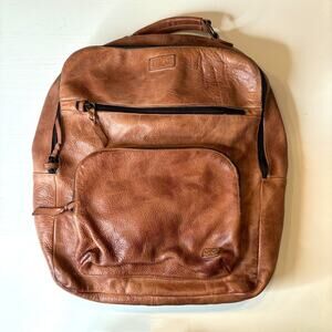 Bed Stu Lafe Distressed Tan Rustic Handmade Leather Laptop Backpack Bag